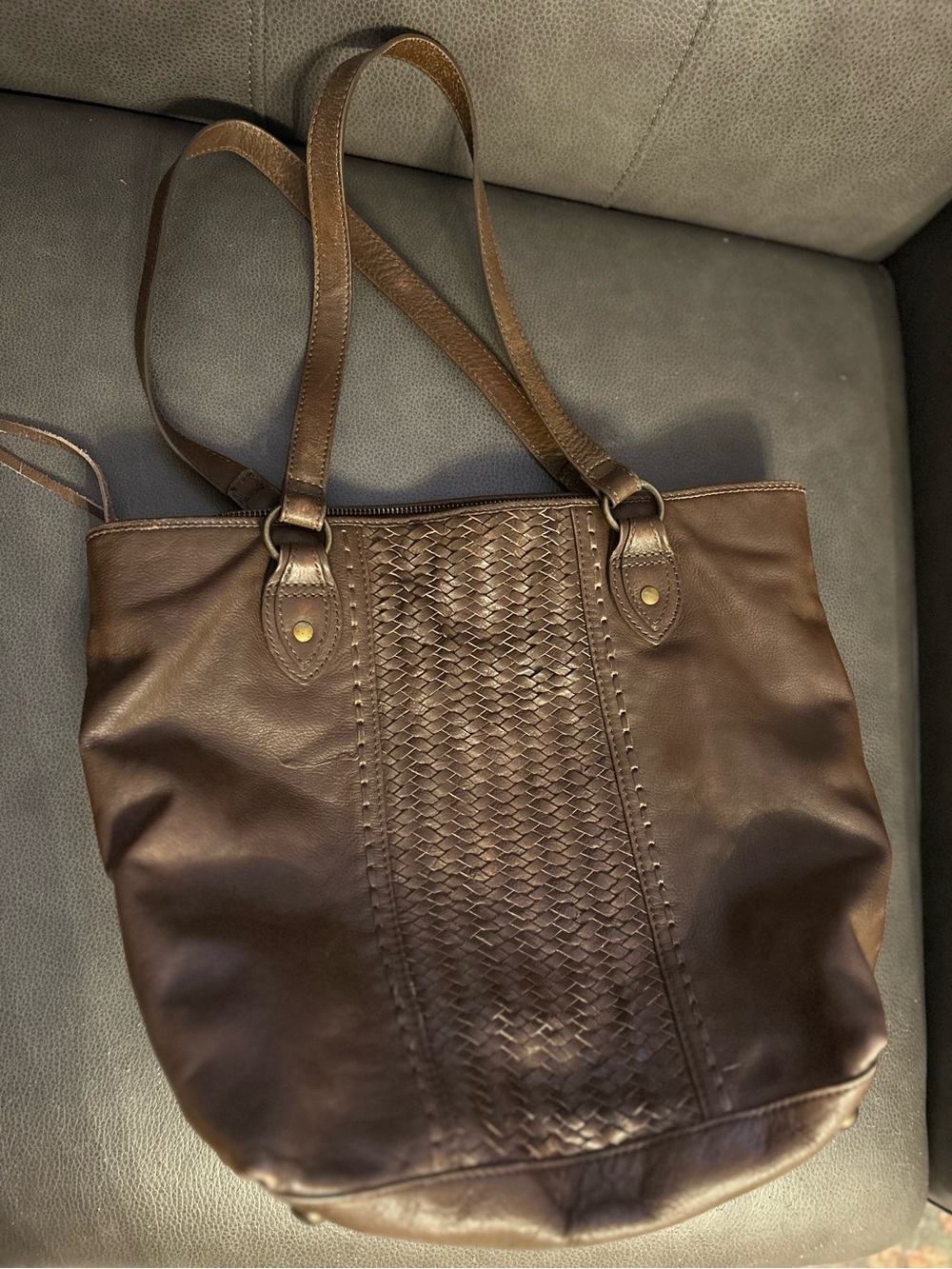 Cleo + Wolf Classic Brown Woven-Accent Women’s Tote